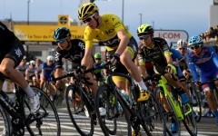 Chris Froome (C), pictured at the 2017 Saitama Criterium, won the Tour de France four times