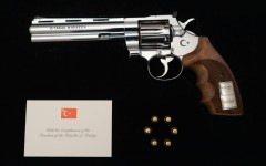 NATO leaders received the highly unusual gift of a revolver and six bullets