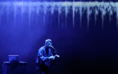 British artist Harry Yeff (also known as Reeps100) rehearses a song which uses artificial intelligence to render the human voice