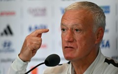 Didier Deschamps speaks to the press before his final match as France coach