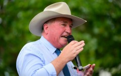 Former deputy prime minister Barnaby Joyce was being interviewed on national broadcaster on Monday night when he interrupted the one-on-one to shriek "sit down!"