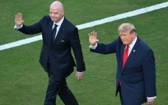 Gianni Infantino (L) with US President Donald Trump at the World Cup final