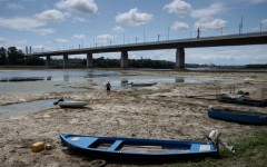 A water in the Danube river has dropped to a record low point, exposing parts of the riverbed