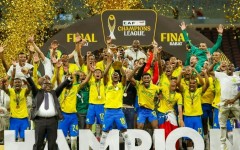Mamelodi Sundowns celebrate after defeating FAR Rabat in the 2025/26 CAF Champions League final