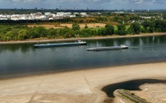 The Rhine river in Germany has dried to a narrow channel in parts