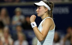 World number two Elena Rybakina of Kazakhstan celebrates defeating Japan's Naomi Osaka to reach the semi-finals of the WTA Toronto Masters, where she will face fourth-ranked Coco Gauff