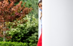 US First Lady Melania Trump arrives to host an event in the Rose Garden of the White House, in Washington, DC, on August 20, 2026, her first public appearance in a month