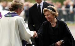 The late king's widow Queen Sonja attended the memorial service for her husband