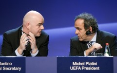 When Michel Platini (R) was UEFA president, Gianni Infantino (L) was his general secretary