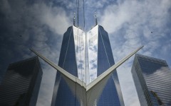 A new skyscraper, One World Trade Center, rises from the New York location of the Twin Towers that were destroyed in the 9/11 attacks of 2001