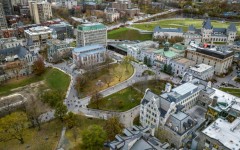 Aerial view of the McGill University campus in Montreal, one of several Canadian universities looking to attract US talent