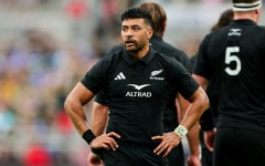 Richie Mo'unga of New Zealand looks on against South Africa during the second half at M&T Bank Stadium on September 12, 2026 in Baltimore, Maryland