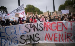 'School without money, country without a future: protesters in the western city of Nantes on Friday