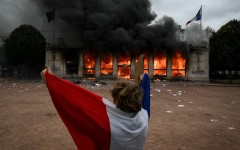 Protests such as this one in Lyon rocked France over the weekend