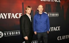 Tom Rhys Harries and James Watkins attend the Toronto fan screening of DC Studios' body horror film 'Clayface'