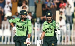 Hasan Nawaz and Arafat Minhas struck solid half-centuries as Pakistan posted 302-9 in the tri-series match against England in Rawalpindi