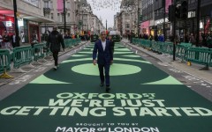 London Mayor Sadiq Khan said part of Britain's most famous shopping area, Oxford Street, had gone permanently traffic-free 'forever'
