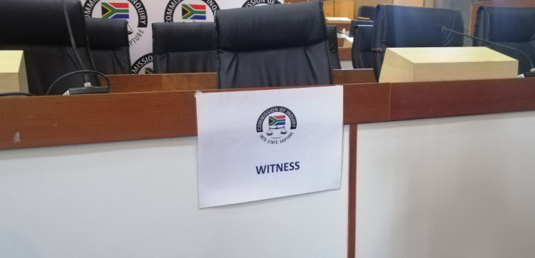 Witness seat at the Commission into State Capture