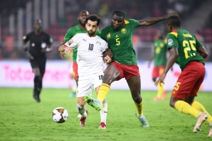 Mohamed Salah in action for Egypt in the semi-final against Cameroon
