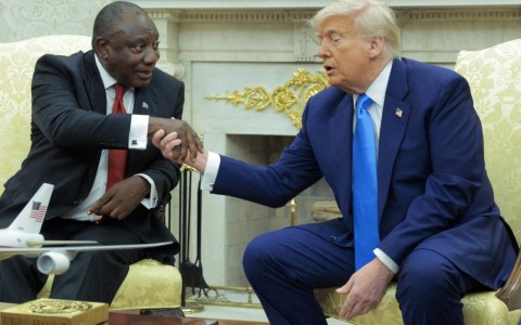 President Cyril Ramaphosa and Donald Trump. AFP
