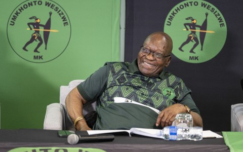 Former South African President and uMkhonto weSizwe (MK) party leader Jacob Zuma reacts during a press conference in Sandton, Johannesburg on August 22, 2024. AFP/Emmanuel Croset