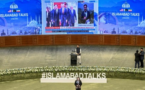 The media centre came equipped with a massive stage and podium, but 10 hours into the talks, it had not been used once