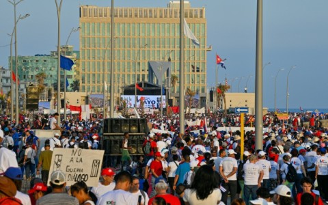 Thousands attended marches in Havana and other Cuban cities, vowing to 'defend the homeland'