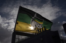 A flag of the ruling African National Congress (ANC).