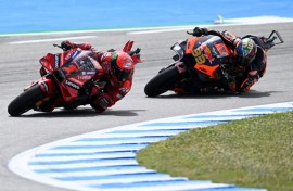Brad Binder (right) has Ducati's Francesco Bagnaia (left) firmly in his sights this weekend in Mugello  