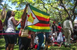 Zimbabweans gather at Unity Square in Harare.