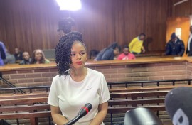 Nandipha Magudumana in the dock ahead of her bail hearing. eNCA/ Silindelo Masikane