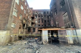 The remains of the building in the Joburg CBD. eNCA/Heidi Giokos