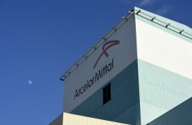 A view of the ArcelorMittal steel works logo. AFP/Francois Lo Presti