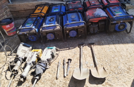 Police confiscated equipment from illegal miners. Twitter/@SAPoliceService