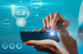 Woman using a digital chatbot on a smartphone.