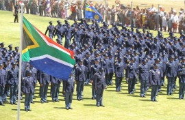 Police recruiots during the pass-out parade. Twitter/@SAPoliceService