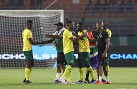 South African players celebrate. AFP/Fadel Senna