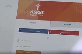 The NSFAS student portal seen on a computer.