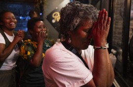 South African soccer fans watch their national team Bafana Bafana play Nigeria in the semi final of the African Cup of Nations soccer tournament, Johannesburg, South Africa, 07 February 2024