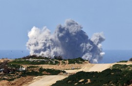 moke billowing following Israeli bombardment on the Gaza Strip, amid ongoing battles between Israel and the Palestinian militant group Hamas. AFP/Jack Guez
