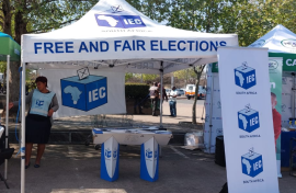 An IEC tent where voters can register or check their details. Facebook/IEC