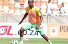 Evidence Makgopa of Orlando Pirates warming up during the DStv Premiership 2023/24 match between Polokwane City and Orlando Pirates. Samuel Shivambu/BackpagePix