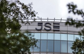 File: A general view of the the logo of the Johannesburg Stock Exchange (JSE) in Sandton, South Africa. 