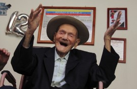 Juan Vicente Pérez gestures at his home in San Jose de Bolivar. AFP/Jhonny Parra