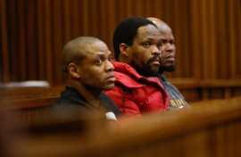 Three of the five men accused in the Senzo Mayiwa murder trial. Phill Magakoe/Gallo Images via Getty Images