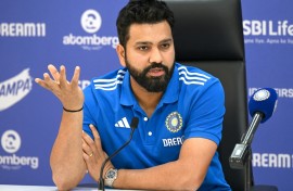 Indian cricket captain Rohit Sharma addresses the T20 World Cup 2024 press conference. AFP/Indranil Mukherjee