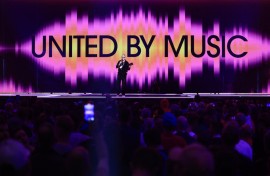 Senior Floor Manager Henric von Zweigbergk on the stage. AFP/Andres Hillergren/Sweden Out