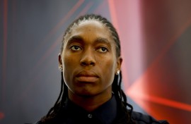 double Olympic champion Caster Semenya looks on during a press conference. AFP/Phill Magakoe