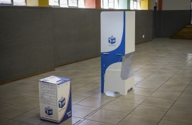 An IEC ballot box and voting booth. eNCA/Michele Spatari