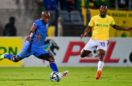 Royal AM and Mamelodi Sundowns in action at Harry Gwala Stadium. BackpagePix/Gerhard Duraan